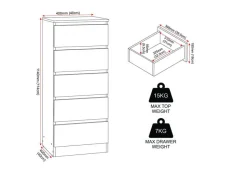Seconique Seconique Malvern Sonoma Oak 5 Drawer Narrow Chest of Drawers