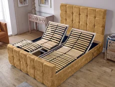 Clearance - Flexisleep Iona Cadiz Gold Fabric 5ft King Size Electric Adjustable Bed Frame Clearance - Flexisleep Iona Cadiz Gold Fabric 5ft King Size Electric Adjustable Bed Frame