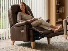 ASC ASC Boston Leather Power Recliner Chair on Legs