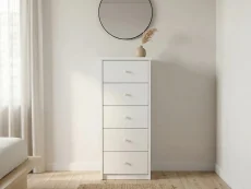 Core Erin White 5 Drawer Narrow Chest of Drawers Core Erin White 5 Drawer Narrow Chest of Drawers