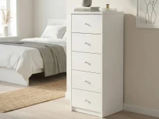 Core Core Erin White 5 Drawer Narrow Chest of Drawers