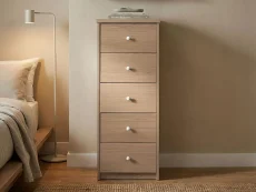 Core Freya Oak 5 Drawer Narrow Chest of Drawers Core Freya Oak 5 Drawer Narrow Chest of Drawers