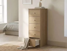 Core Core Freya Oak 5 Drawer Narrow Chest of Drawers