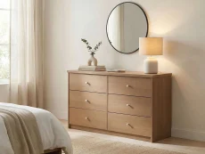 Core Freya Oak 3+3 Drawer Wide Chest of Drawers Core Freya Oak 3+3 Drawer Wide Chest of Drawers