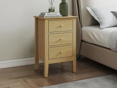 Core Core Henley Oak 3 Drawer Bedside Table