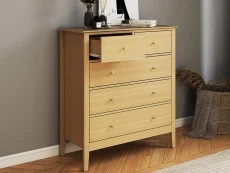 Core Henley Oak 3+2 Drawer Wide Chest of Drawers