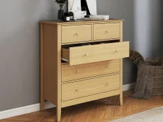 Core Core Henley Oak 3+2 Drawer Wide Chest of Drawers