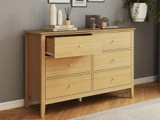 Core Core Henley Oak 3+3 Drawer Wide Chest of Drawers