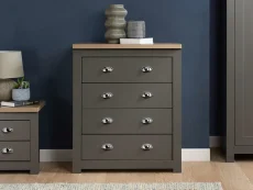 Birlea Highgate Dark Grey and Oak Effect 4 Drawer Chest