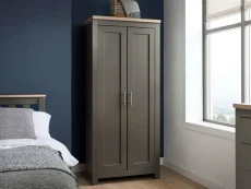 Birlea Highgate Dark Grey and Oak Effect 2 Door Wardrobe