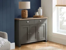 Birlea Birlea Highgate Dark Grey and Oak Effect 3 Door 2 Drawer Sideboard