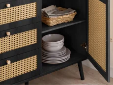 Birlea Birlea Croxley Rattan and Black 2 Door 3 Drawer Sideboard