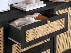 Birlea Birlea Croxley Rattan and Black 2 Door 3 Drawer Sideboard