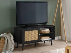 Birlea Croxley Rattan and Black Small TV Unit Birlea Croxley Rattan and Black Small TV Unit