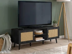 Birlea Croxley Rattan and Black Large TV Unit Birlea Croxley Rattan and Black Large TV Unit