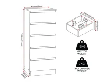 Seconique Seconique Malvern Sonoma Oak 5 Drawer Narrow Chest of Drawers