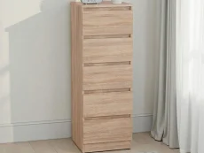 Seconique Malvern Sonoma Oak 5 Drawer Narrow Chest of Drawers Seconique Malvern Sonoma Oak 5 Drawer Narrow Chest of Drawers