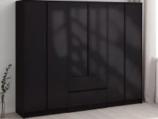 Seconique Seconique Malvern Black 6 Door 2 Drawer Wardrobe