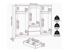 Seconique Seconique Malvern Black 6 Door 2 Drawer Wardrobe