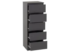 Seconique Seconique Malvern Grey 5 Drawer Narrow Chest of Drawers