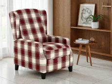 Seconique Seconique Kensington Red Tartan Fabric Recliner Chair