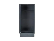 Seconique Seconique Dakota Dark Grey 2 Door 1 Drawer Mirrored Wardrobe