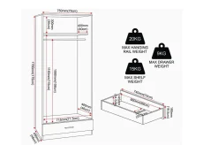 Seconique Seconique Dakota Dark Grey 2 Door 1 Drawer Mirrored Wardrobe