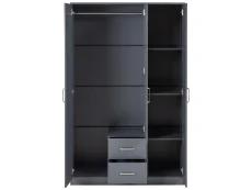 Seconique Seconique Dakota Dark Grey 3 Door 2 Drawer Mirrored Wardrobe
