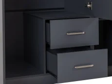 Seconique Seconique Dakota Dark Grey 3 Door 2 Drawer Mirrored Wardrobe