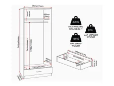 Seconique Seconique Dakota White 2 Door 1 Drawer Mirrored Wardrobe