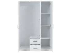 Seconique Seconique Dakota White 3 Door 2 Drawer Mirrored Wardrobe