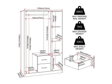 Seconique Seconique Dakota White 3 Door 2 Drawer Mirrored Wardrobe
