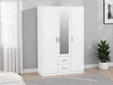 Seconique Dakota White 3 Door 2 Drawer Mirrored Wardrobe Seconique Dakota White 3 Door 2 Drawer Mirrored Wardrobe