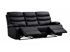 Kidsaw Kidsaw Sussex Black Faux Leather 3 Seater Recliner Sofa