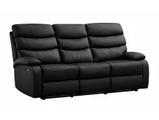 Kidsaw Kidsaw Sussex Black Faux Leather 3 Seater Recliner Sofa