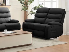 Kidsaw Kidsaw Sussex Black Faux Leather 2 Seater Recliner Sofa