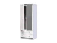 Welcome Welcome Balmoral White High Gloss 2 Door 2 Drawer Mirrored Double Wardrobe (Assembled)