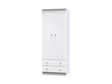 Welcome Welcome Balmoral White High Gloss 2 Door 2 Drawer Tall Double Wardrobe (Assembled)