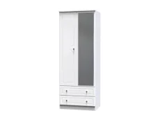 Welcome Welcome Balmoral White High Gloss 2 Door 2 Drawer Tall Mirrored Double Wardrobe (Assembled)