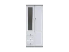 Welcome Balmoral White High Gloss 2 Door 3 Drawer Mirrored Double Wardrobe (Assembled)
