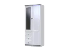 Welcome Welcome Balmoral White High Gloss 2 Door 3 Drawer Mirrored Double Wardrobe (Assembled)