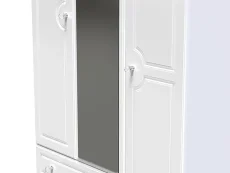Welcome Welcome Balmoral White High Gloss 3 Door 2 Drawer Tall Mirrored Triple Wardrobe (Assembled)