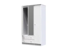 Welcome Welcome Balmoral White High Gloss 3 Door 2 Drawer Tall Mirrored Triple Wardrobe (Assembled)
