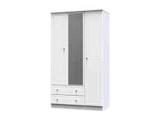 Welcome Welcome Balmoral White High Gloss 3 Door 2 Drawer Tall Mirrored Triple Wardrobe (Assembled)