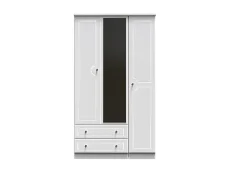 Welcome Welcome Balmoral White High Gloss 3 Door 2 Drawer Tall Mirrored Triple Wardrobe (Assembled)