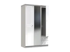 Welcome Welcome Balmoral White High Gloss 3 Door 2 Small Drawer Mirrored Triple Wardrobe (Assembled)