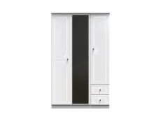 Welcome Welcome Balmoral White High Gloss 3 Door 2 Small Drawer Tall Mirrored Triple Wardrobe (Assembled)