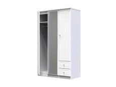 Welcome Welcome Balmoral White High Gloss 3 Door 2 Small Drawer Tall Mirrored Triple Wardrobe (Assembled)