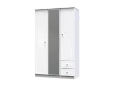 Welcome Welcome Balmoral White High Gloss 3 Door 2 Small Drawer Tall Mirrored Triple Wardrobe (Assembled)