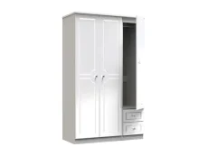 Welcome Welcome Balmoral White High Gloss 3 Door 2 Small Drawer Tall Triple Wardrobe (Assembled)